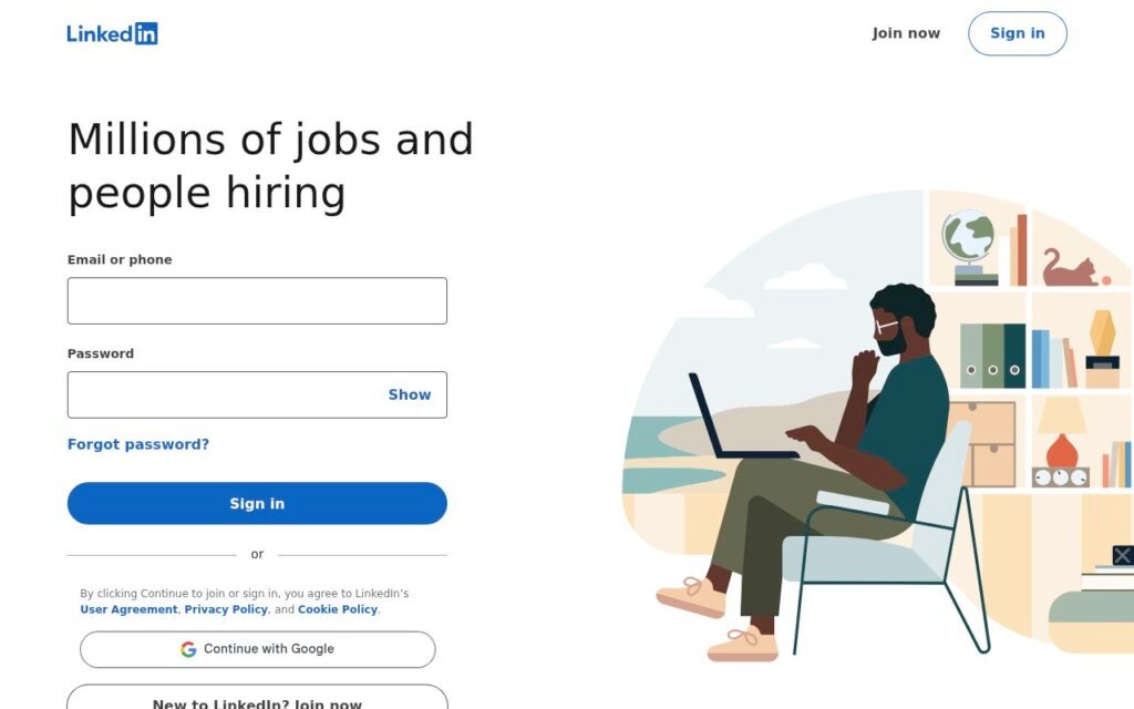 لقطة شاشة من صفحة الوظائف في LinkedIn